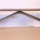 Old Burmese teak bench and wrought iron base