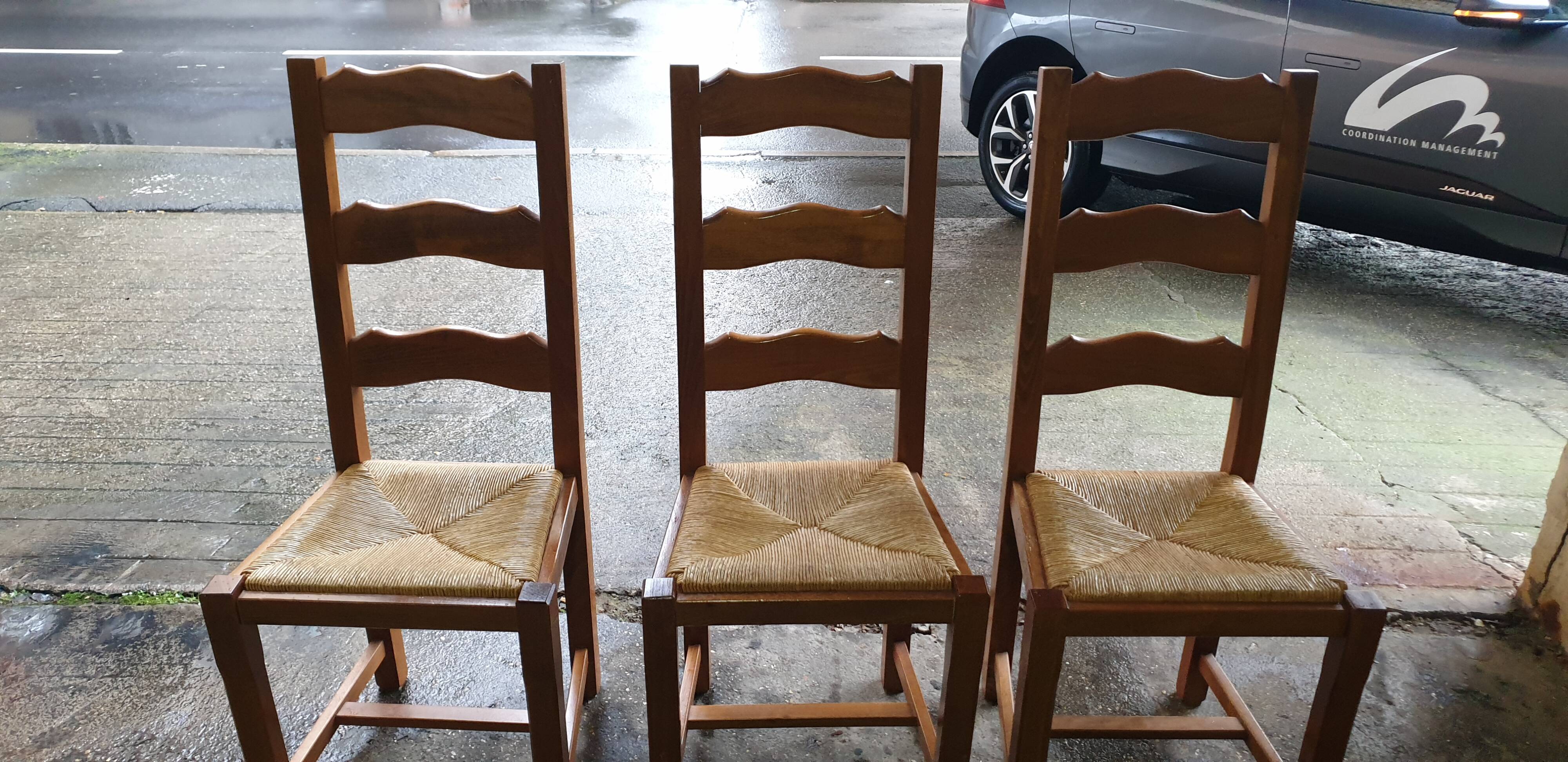 3 solid oak Paillé chairs