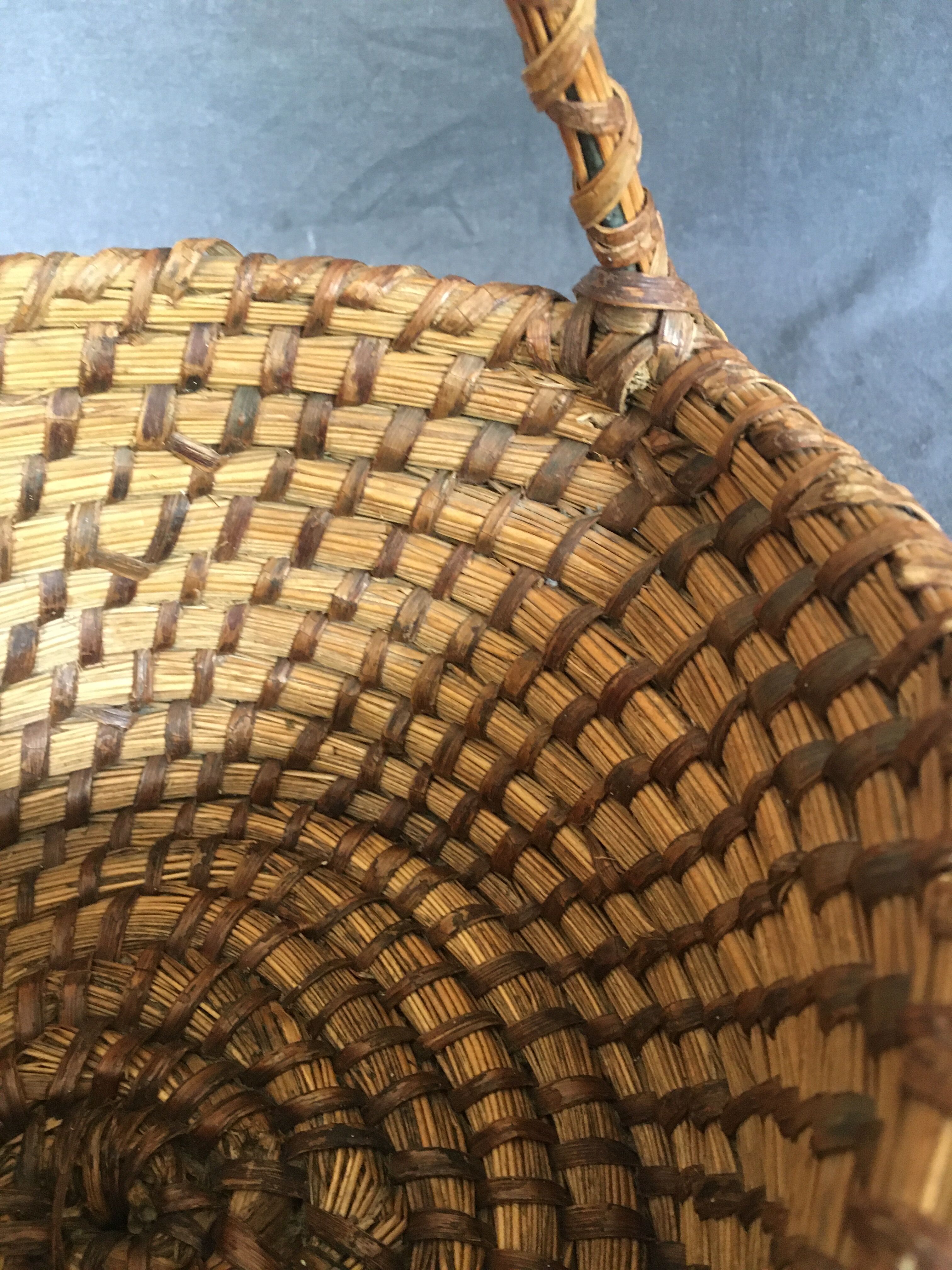 Woven straw handle basket
