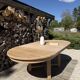 Round solid oak table with extensions, maximum 220cm.