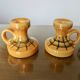 Pair of orange ceramic candlesticks from the 60s