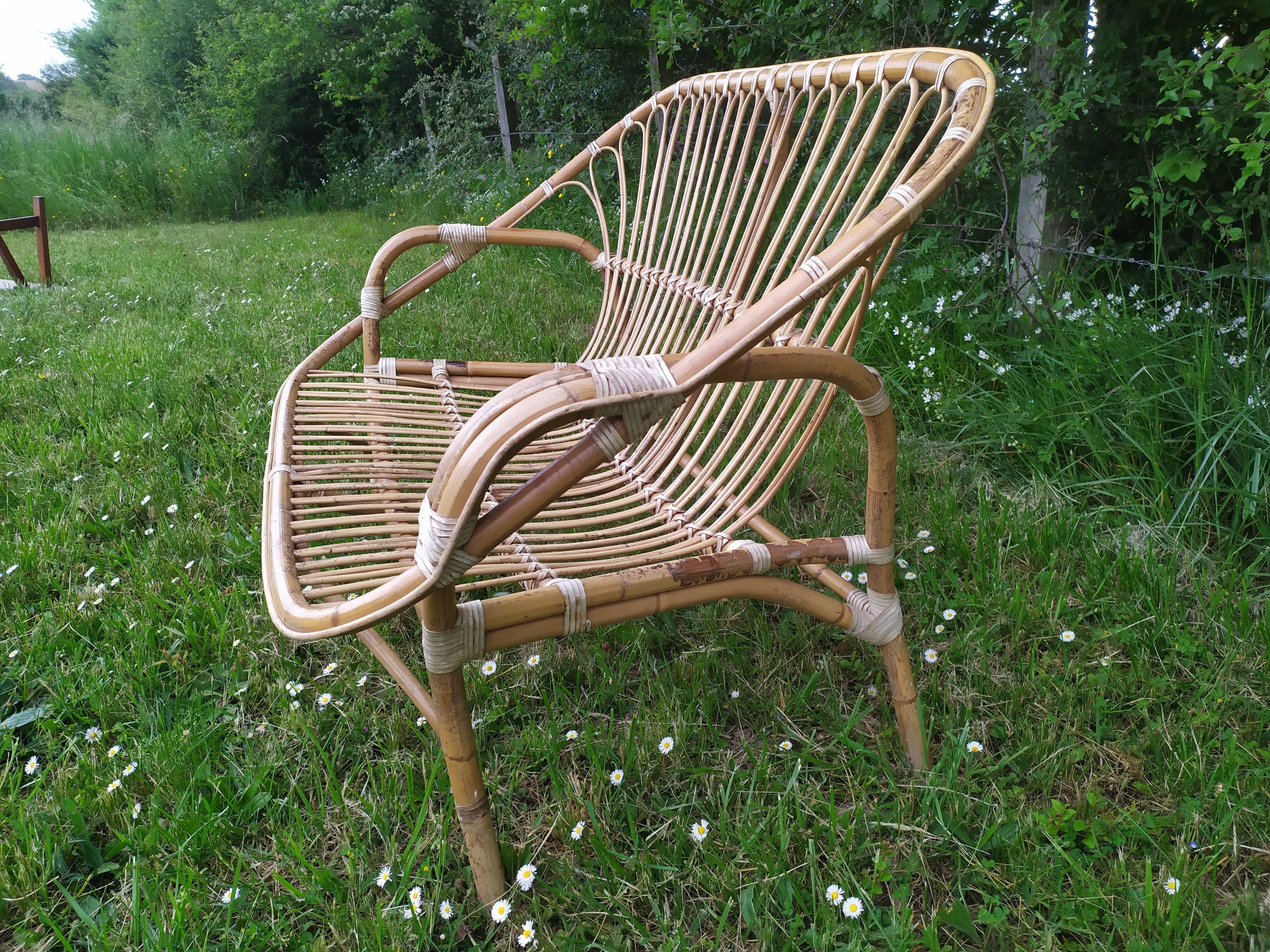 Rattan bench years 50/60