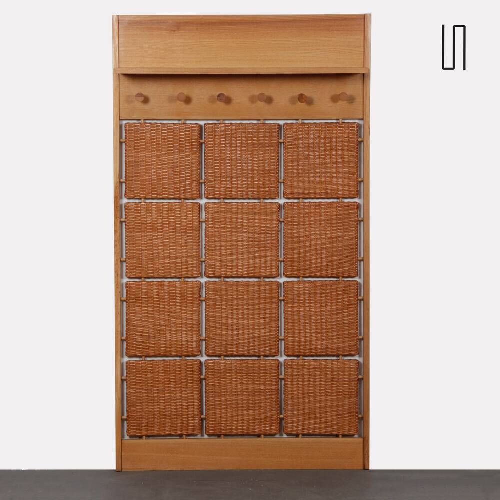 Rattan coat rack produced by Uluv in the 1960s