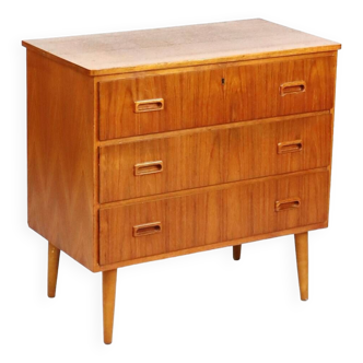 Three-drawer teak chest of drawers