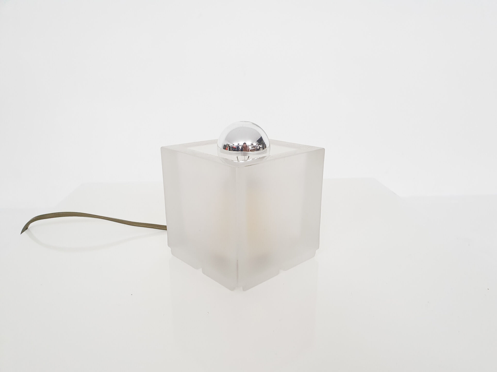 Frosted glass cube table light, Germany 1970's