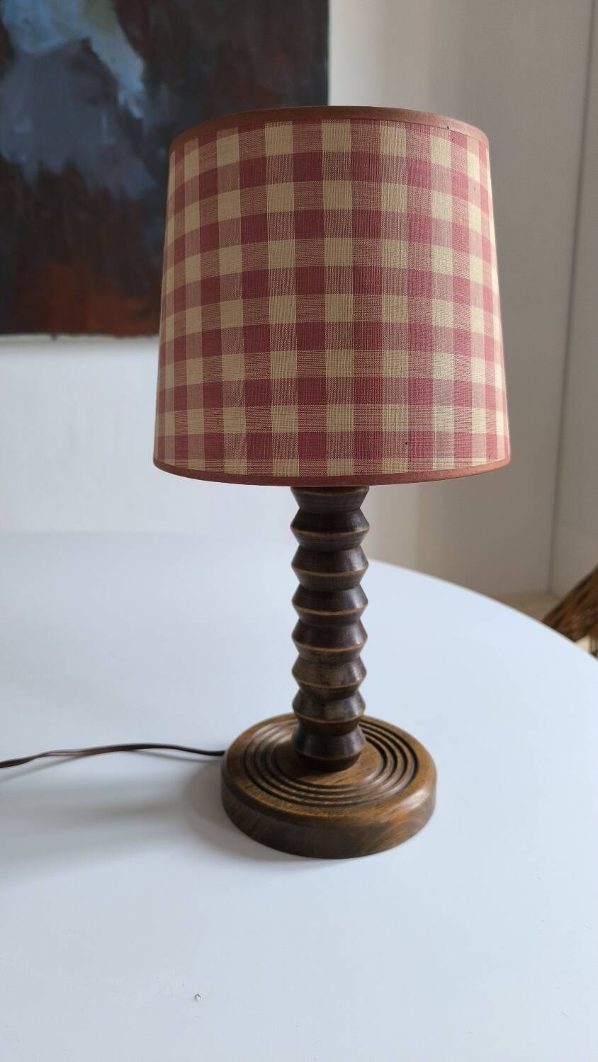 Charles Dudouyt style turned wood table lamp
