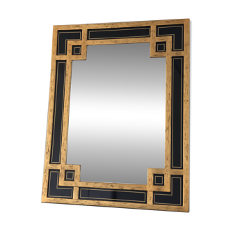 Grand miroir vintage en bois doré Deknudt style Meander des années 1970