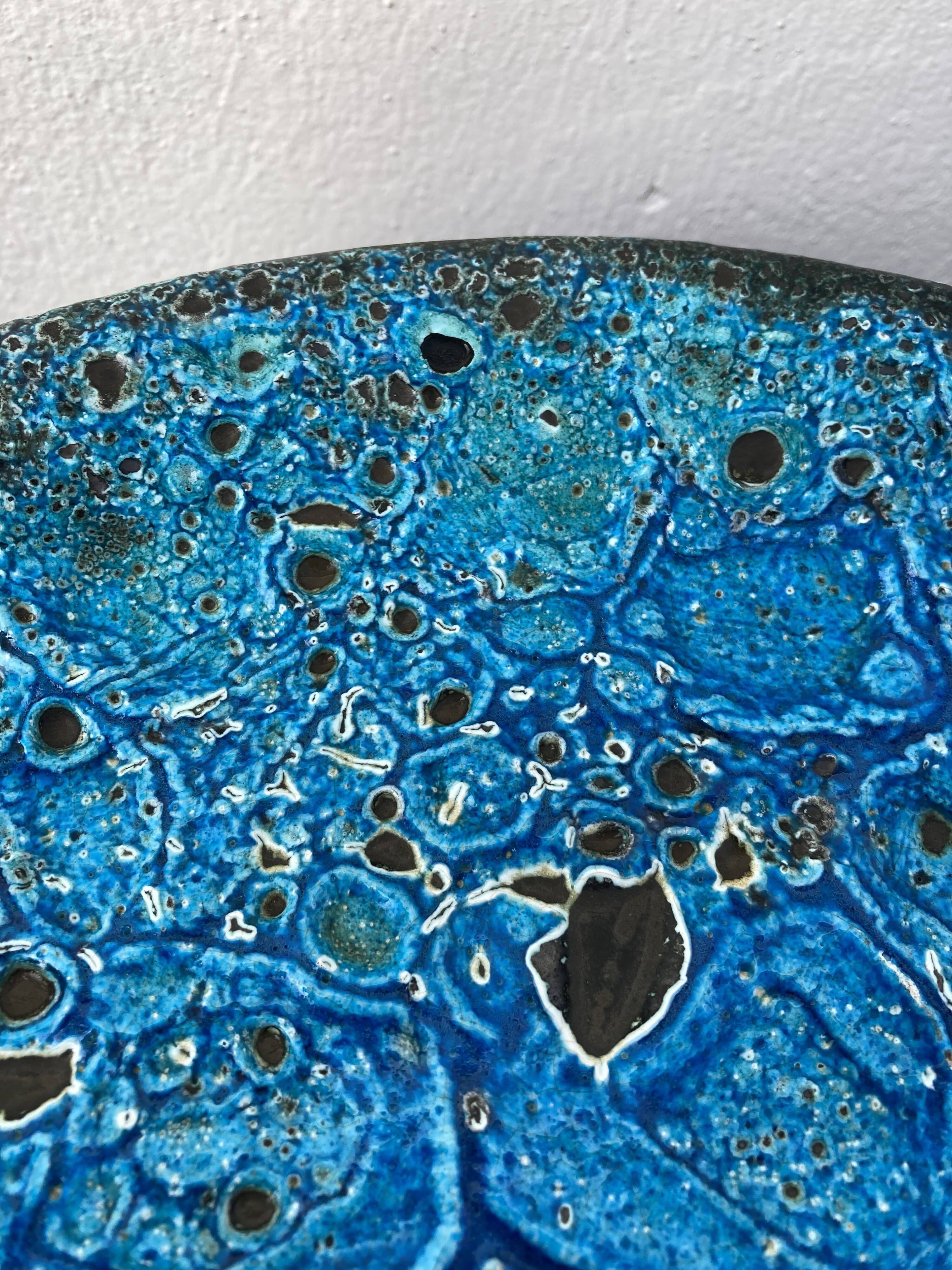 Glacier ennamel tureen vintage turquoise blue 1960 / cyclops varnished earthenware by Charles Cart