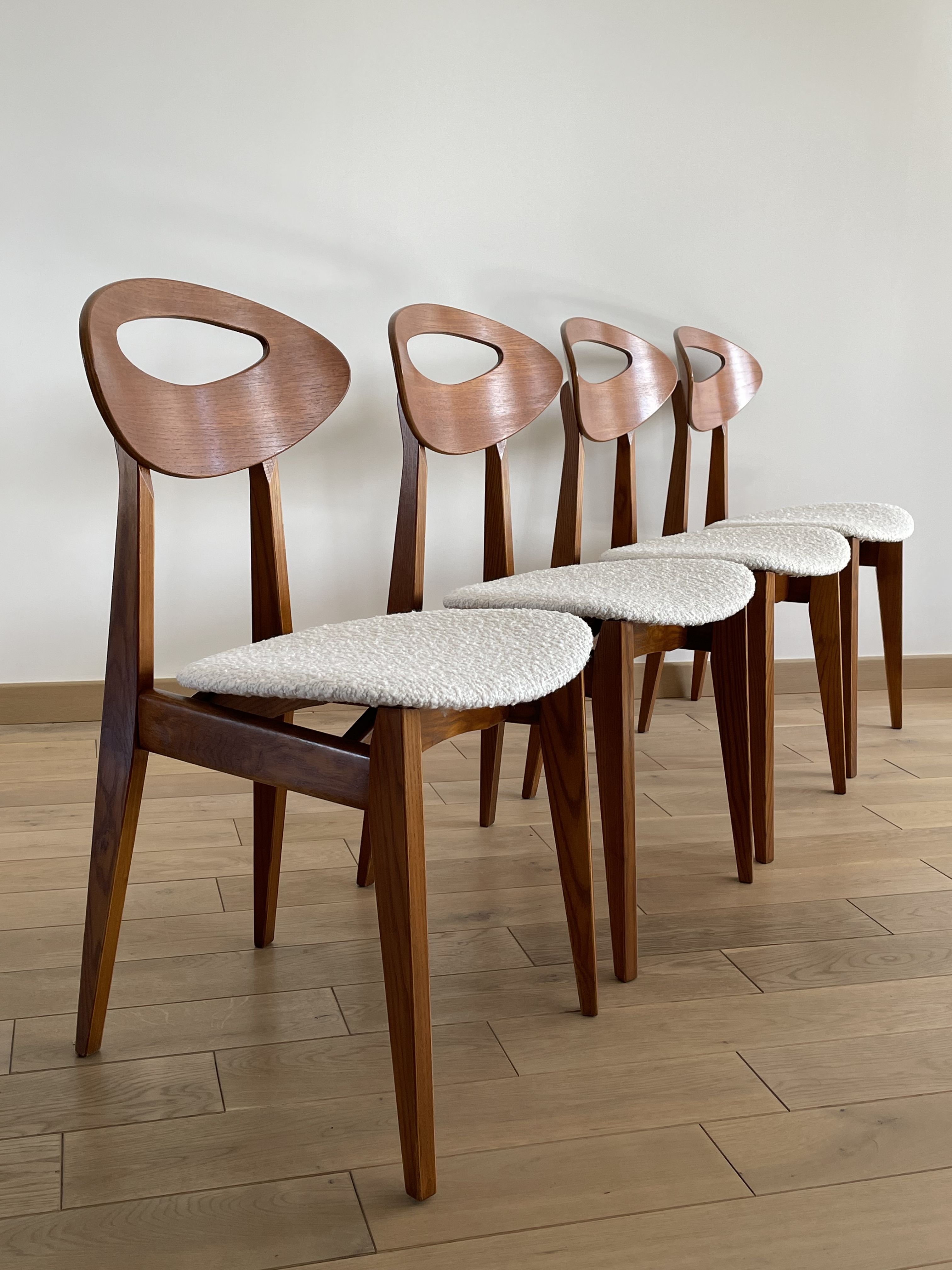Lot 4 vintage chairs by Roger Landault for Sentou, France 1950