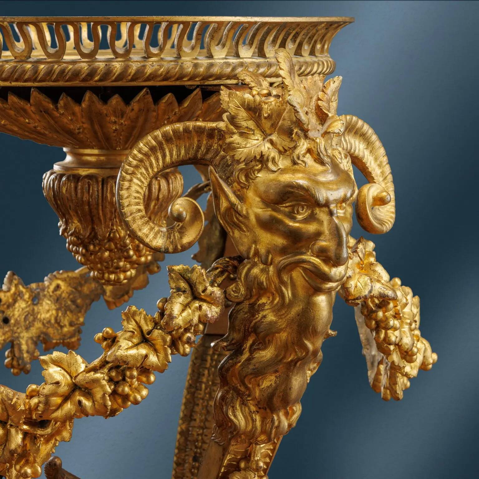 Antique gilded bronze and porcelain tripod, France, 19th century