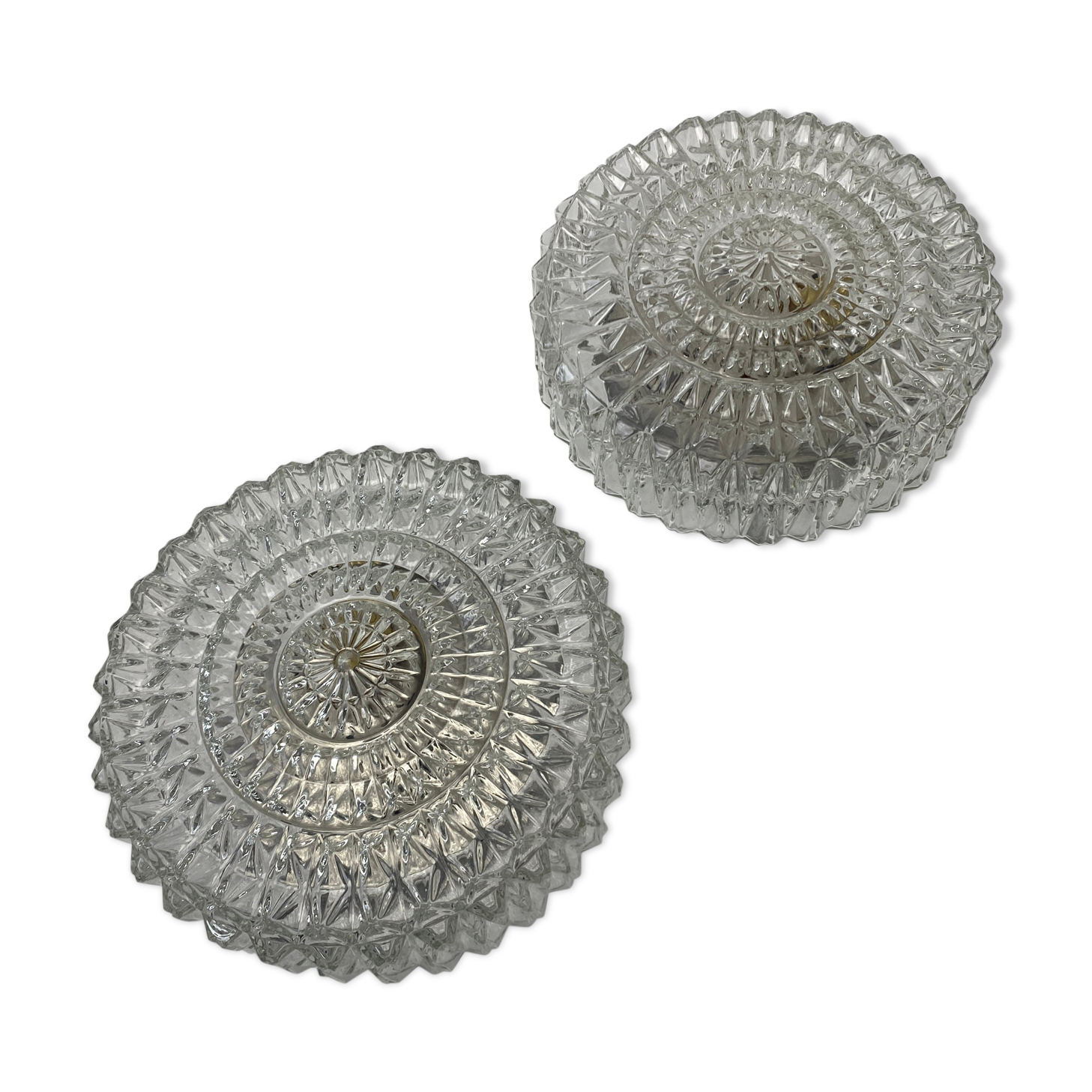 Pair of old vintage round wall lamps