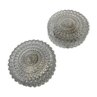 Pair of old vintage round wall lamps