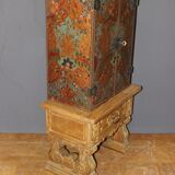 Neoclassical Art Deco cabinet in leather and oak