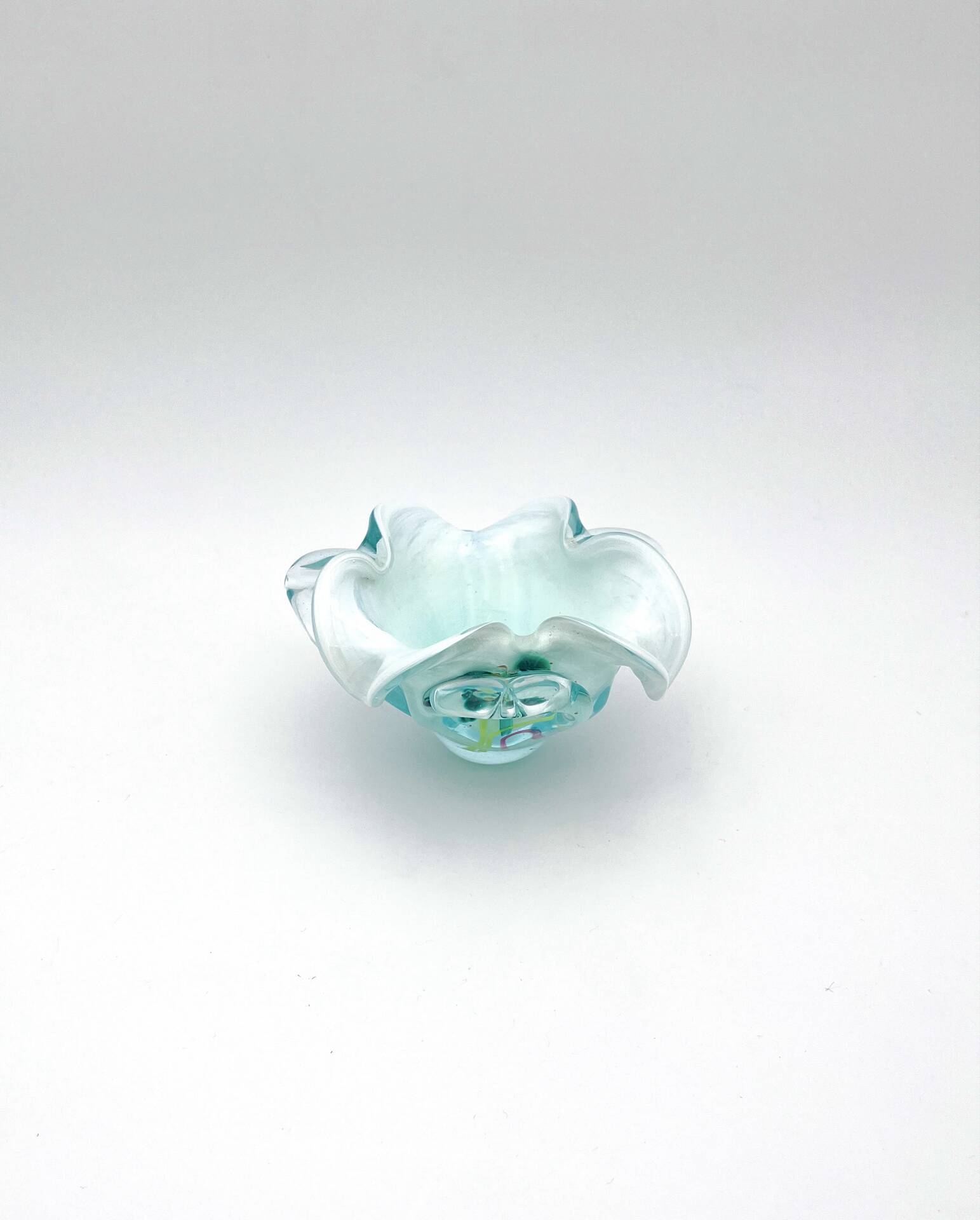 Coupe Studio Glass signed Lubomir Hora Blown Glass Polychrome 80s