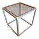 Vintage Cube Coffee Table, Aluminum + Smoked Glass, 1980s