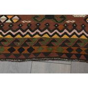 1970s Vintage Turkish Handmade Wool & Cotton Brown Runner Rug 178x475