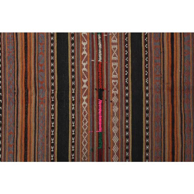 1970s Turkish Hand-Knotted Wool Cotton Orange Kilim Area Rug 150x192