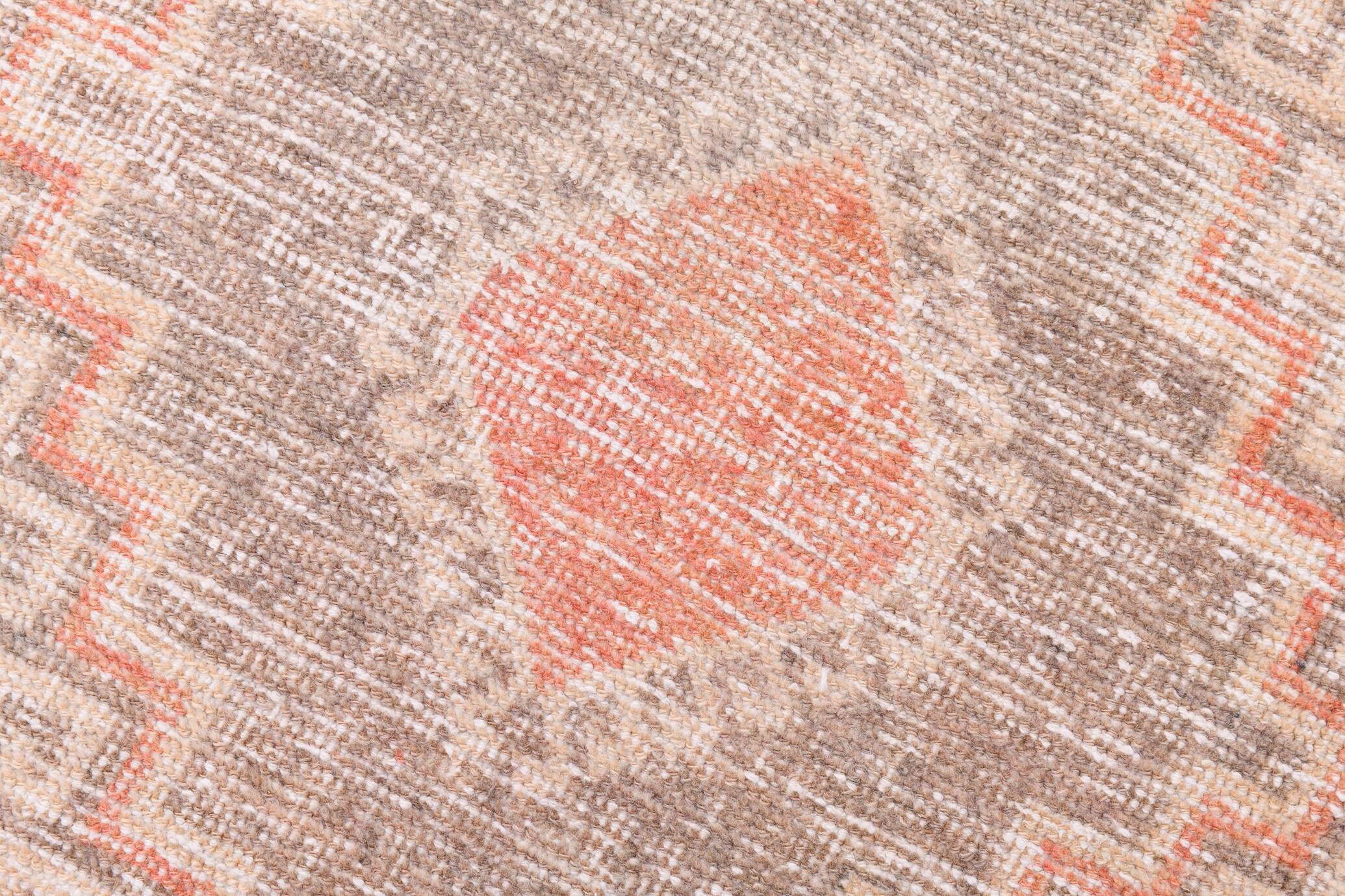 3x12 Pale Red & Brown Vintage Runner Rug, 82x336Cm