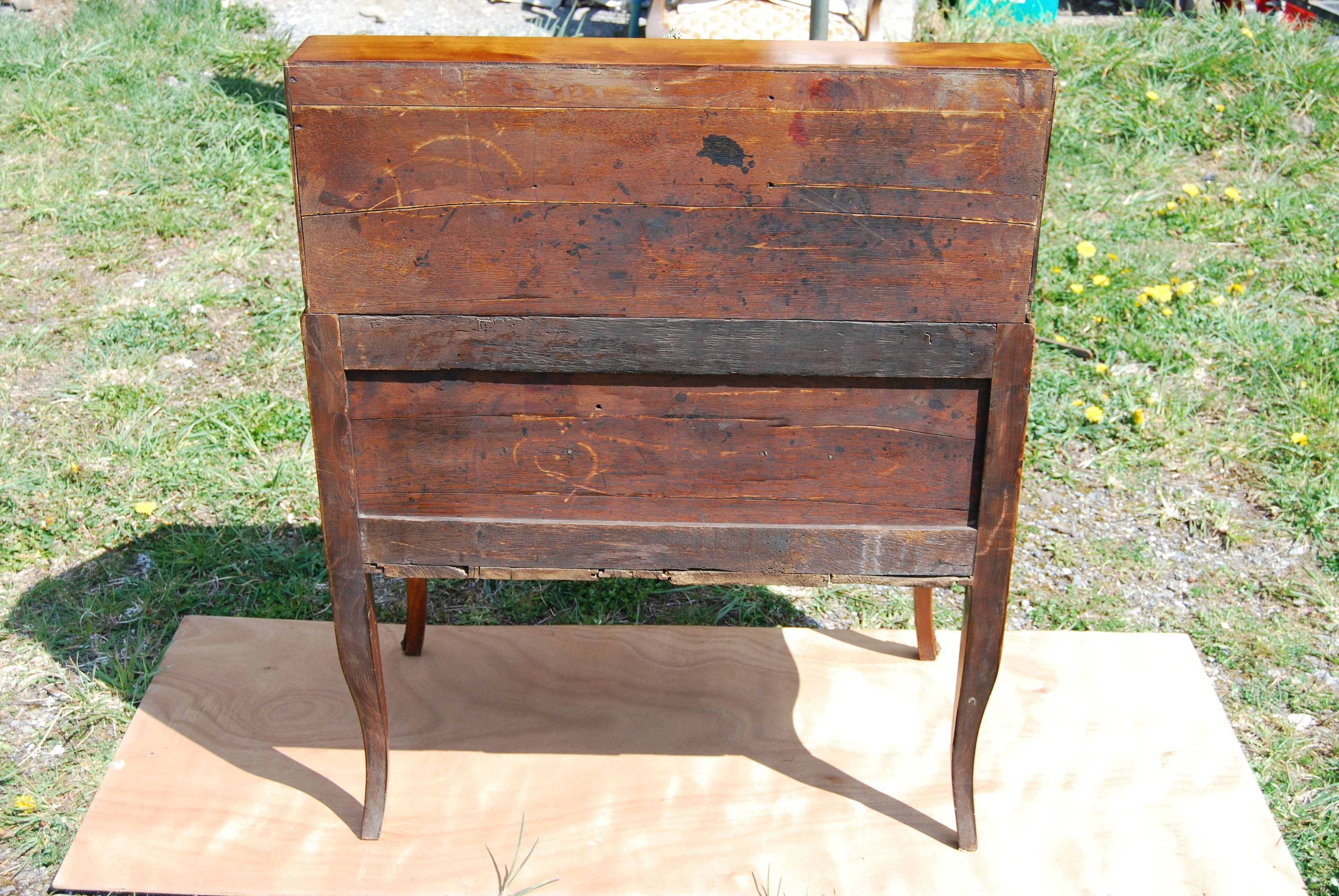 Sloping desk, secretary, donkey back Louis XV walnut.
