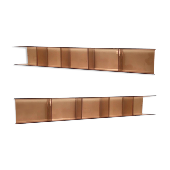 Floating shelves in smoked plexiglas, 1970s
