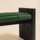 Maërl bench, sepia model, ebonized chestnut and green leather