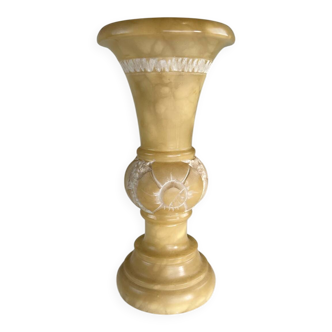 Sculpted alabaster vase