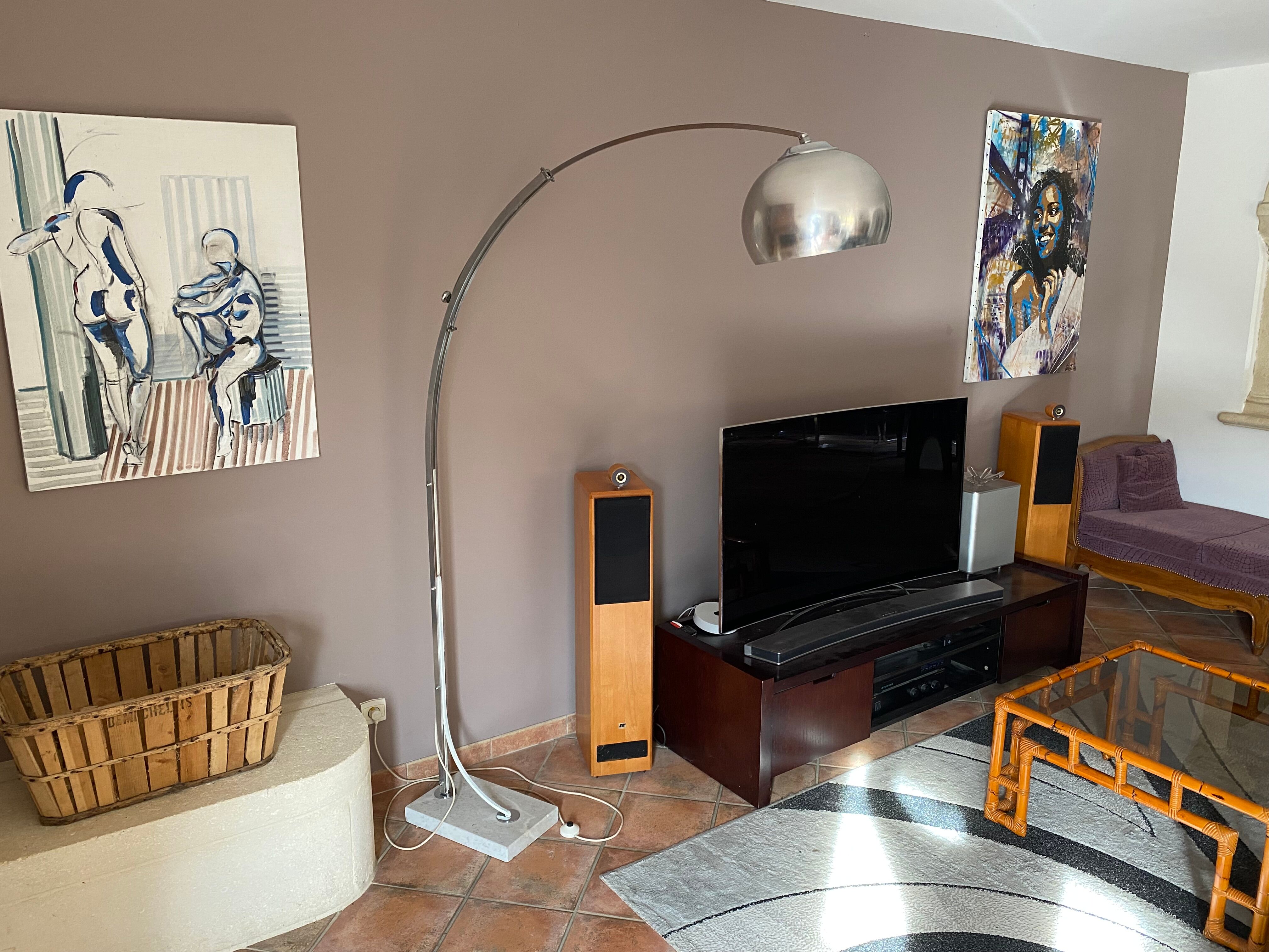 Arch floor lamp. 1970. Italy. Marble foot.