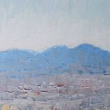 Blue and yellow hills, oil on canvas signed