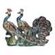Italian Ceramic Sculpture with two Peacocks, 1960s hand-painted