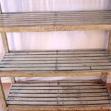 Burmese teak bookcase shelf with original ecru patina