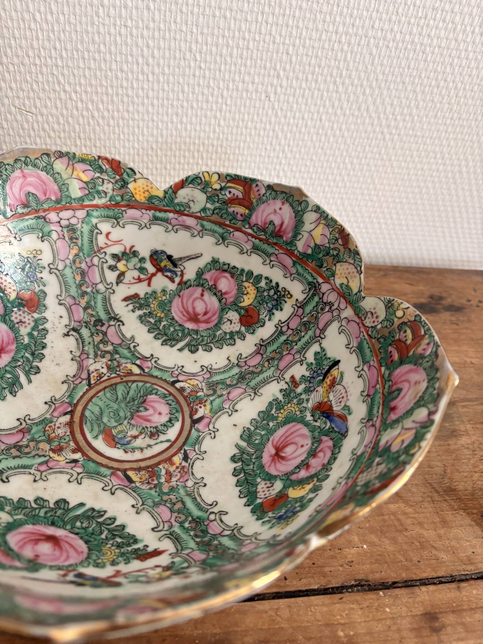 Bowl Plate Porcelain China Famille Rose Canton Qing Dynasty