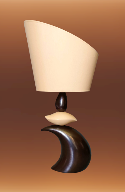 Louis Drimmer stylized lamp boat on the wave - ceramic enamelled two colors - 70s