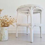 Table basse ancienne en rotin blanc