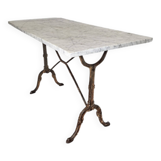 Old bistro table with marble top, 119cm L