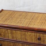 Vintage rattan and bamboo chest of drawers