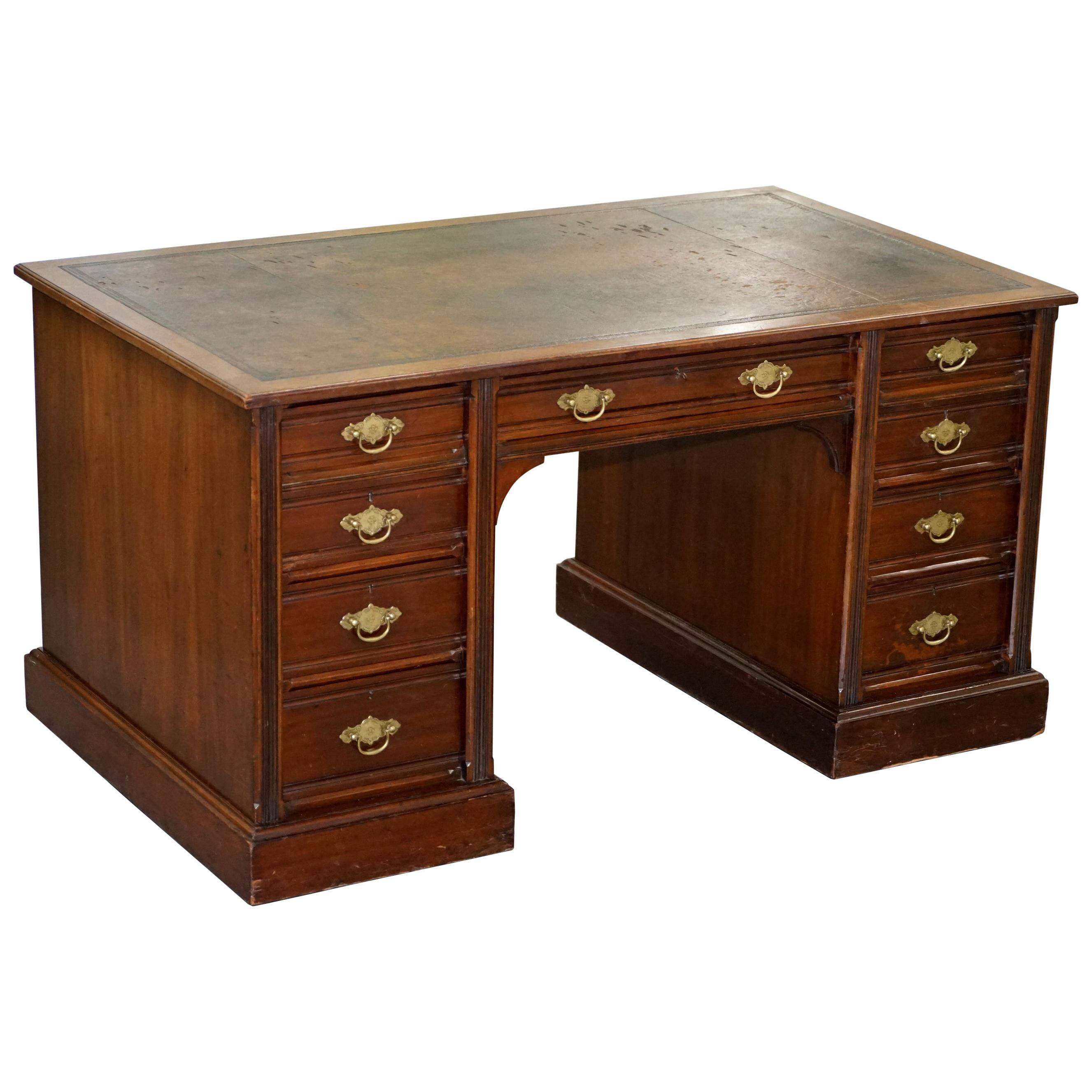 Rare bureau partenaires double caisson Hampton & Son Pall Mall bois dur