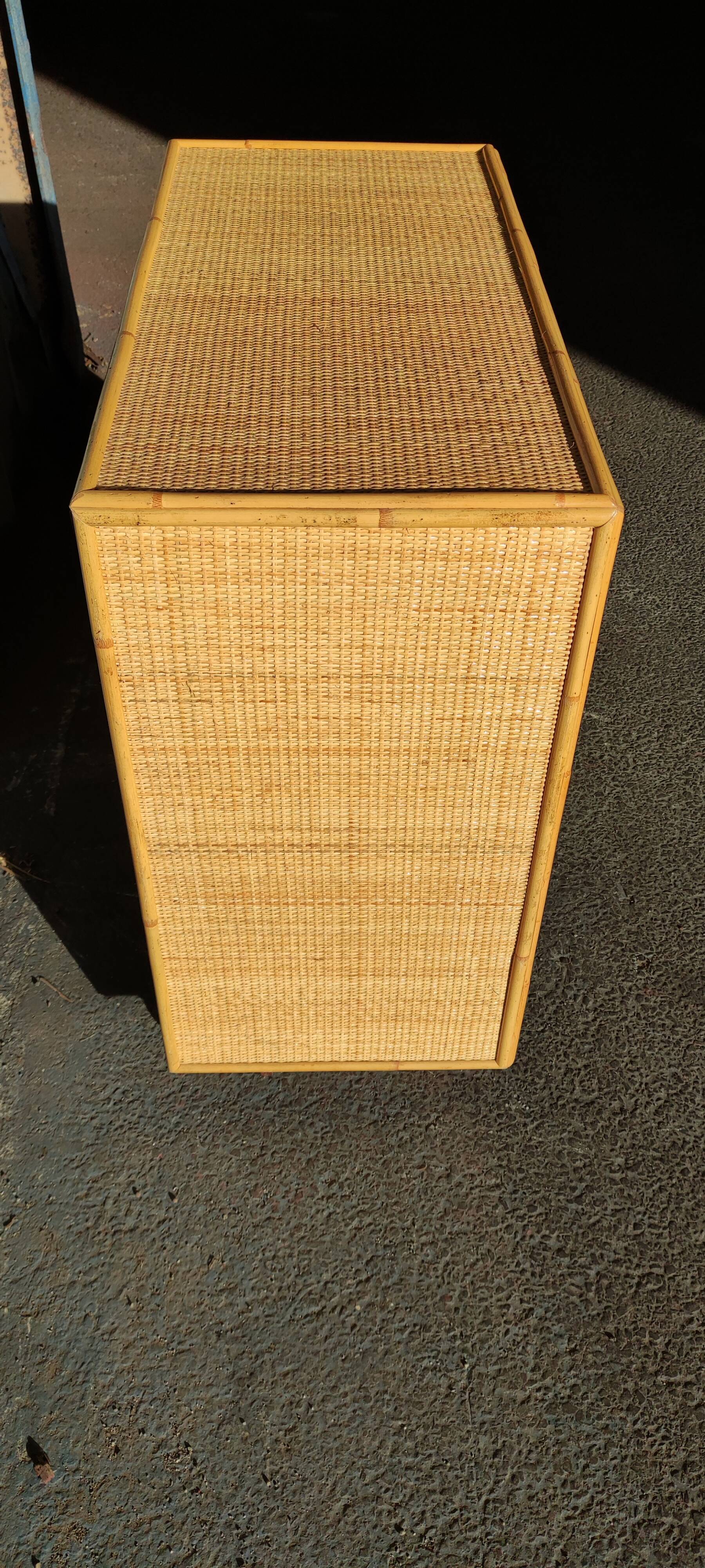 Chest of drawers 5 drawers in rattan and cannage