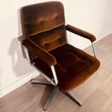 Fauteuil velours marron