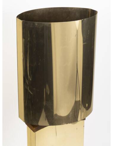 1970s brass and wood table lamp