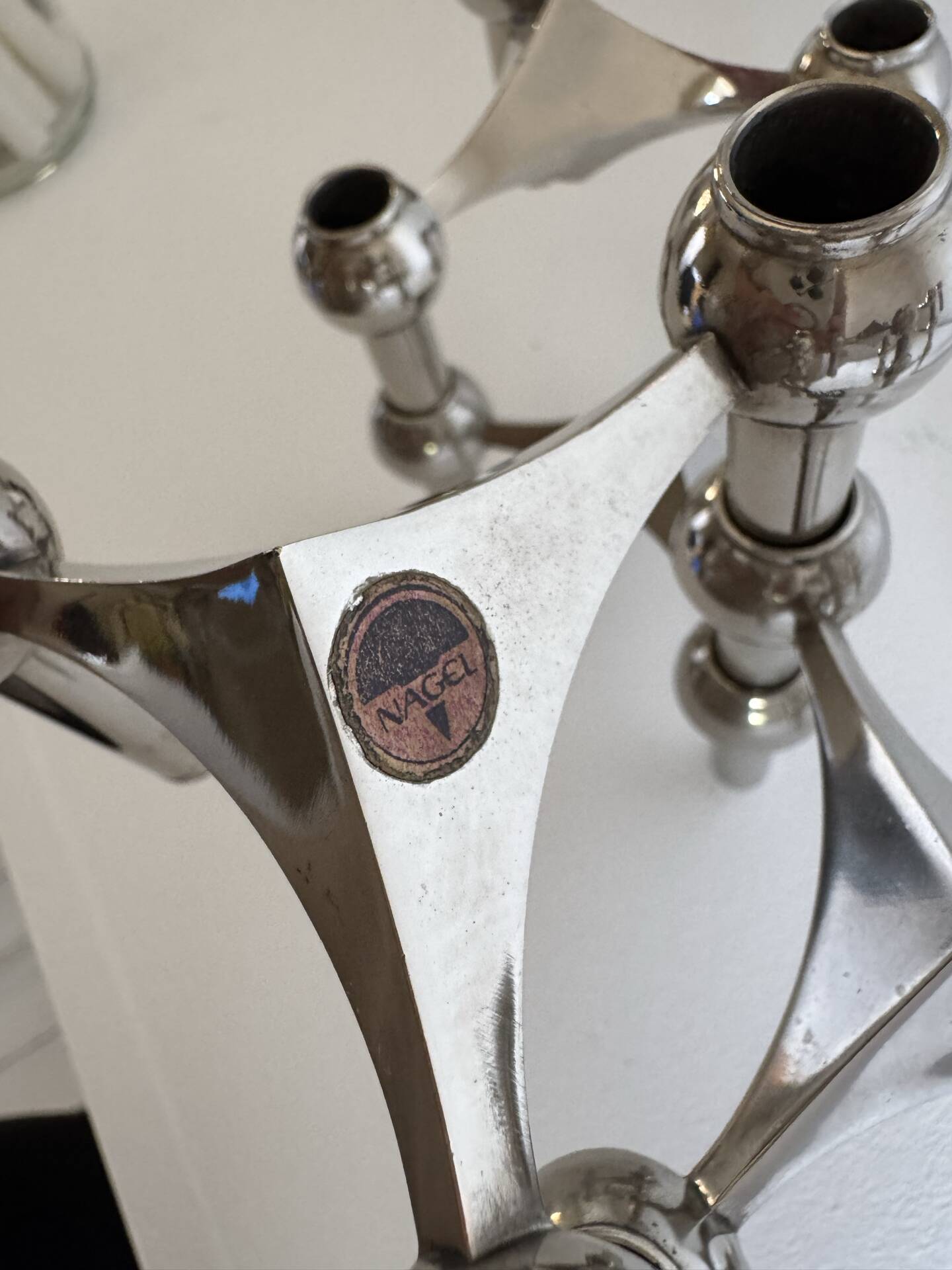 Mid Century Modern Nagel Candle Holders - 1960s Silver Metal Candlesti