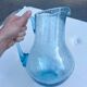Blue bubble glass pitcher signed Biot – Provence