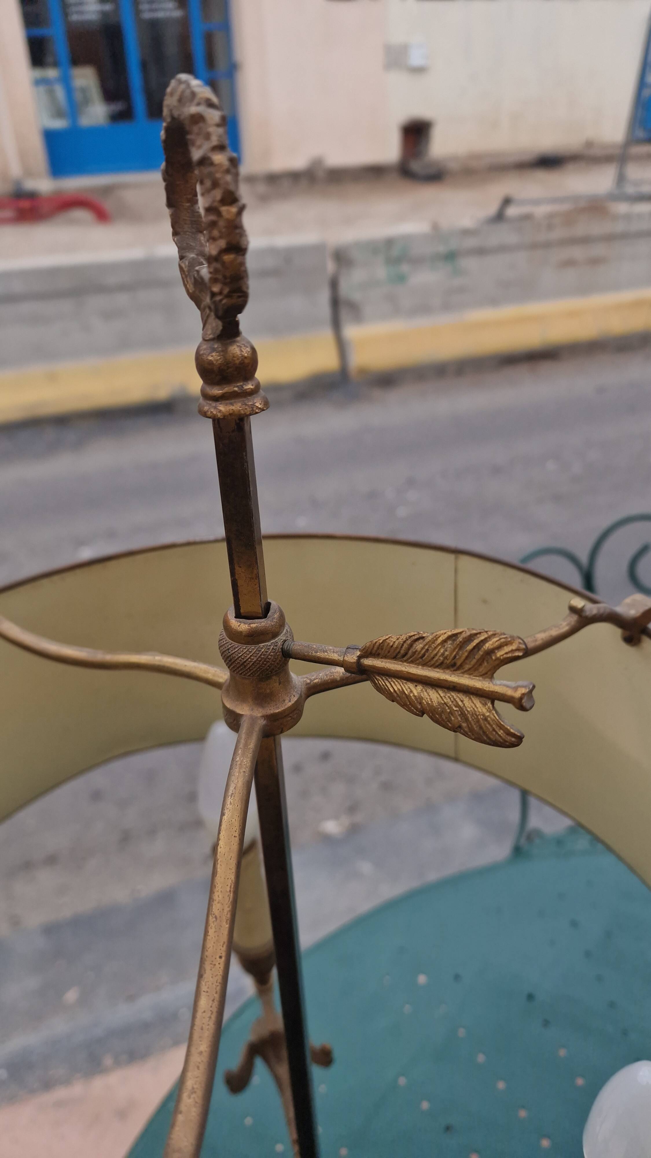 Large gilded bronze hot water bottle lamp