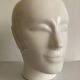 Vintage white ceramic face-shaped vase or planter