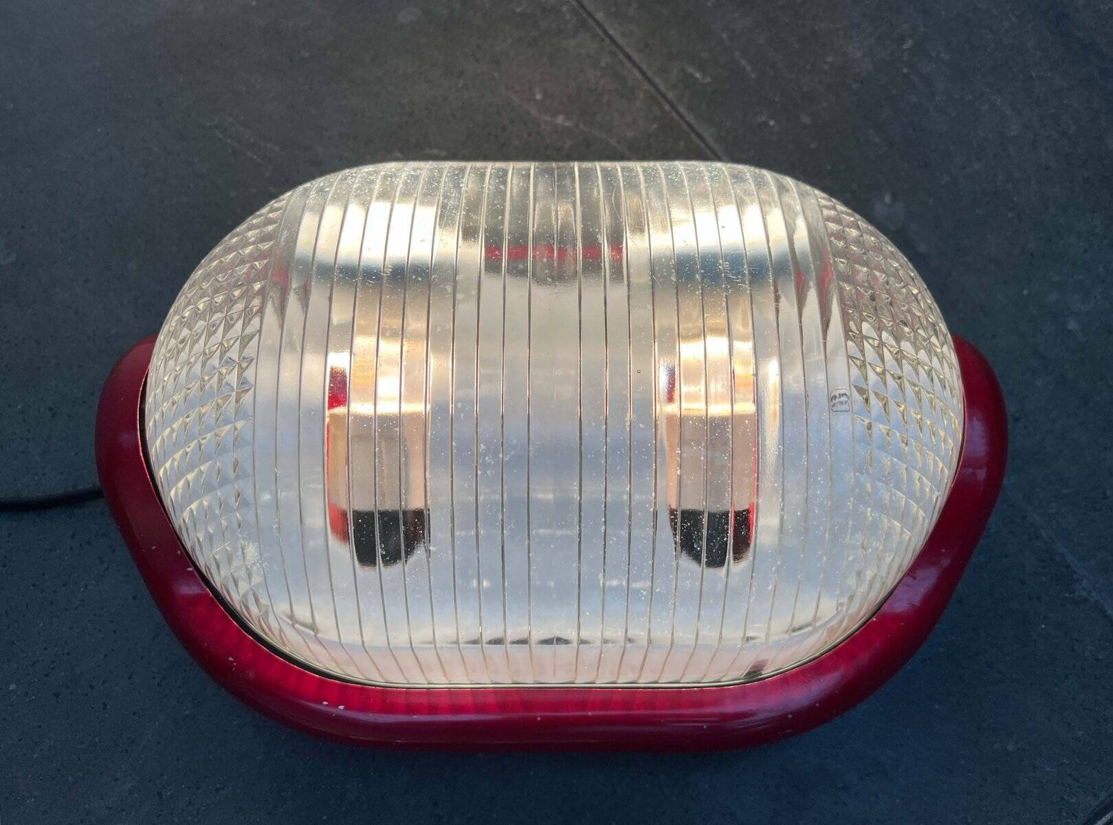 Red Walnut Floor Lamp Model by Achille Castiglioni for Flos, 1970s Mid-Century Modern Italy