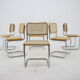 Set of six chrome plated and wood italian dining chairs by Breuer, 1970s
