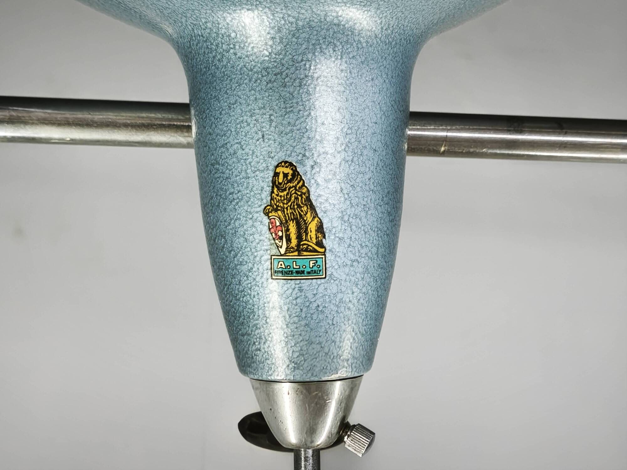 A.L.F. Firenze Italian Industrial Three-Light Chandelier, 1970s