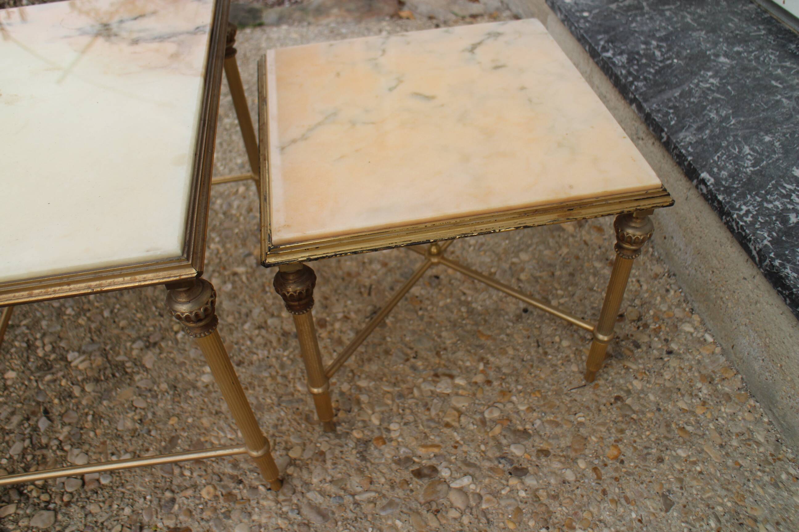 brass and onyx nesting table