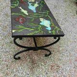 Coffee table wrought iron and lava stone of the years 50