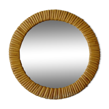Round mirror in rattan and vintage wicker