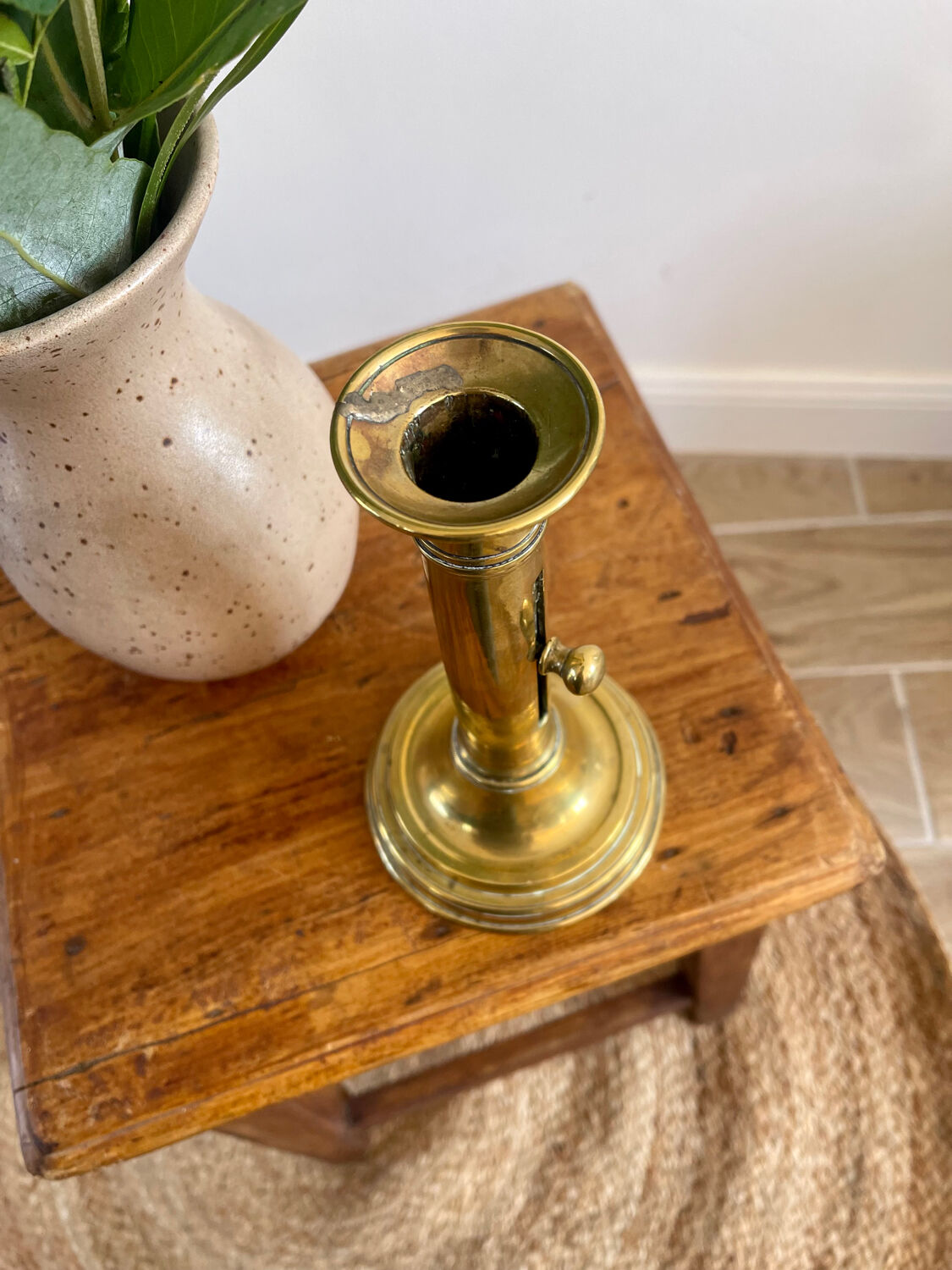 Brass push candle holder
